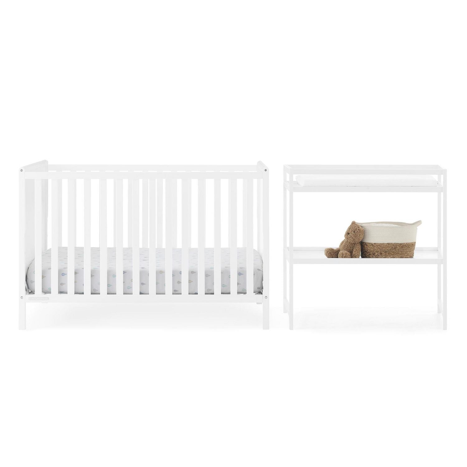 Delta Children Ruby 6-in-1 Convertible Crib & Changing Table 2-Piece Set - Greenguard Gold Certified, Bianca White