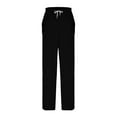 thumbnail image 6 of Lenpel Women's Fuzzy Fleece Pajama Pants Elastic High Waisted Drawstring Wide Leg Plush Lounge Pants Warm Cozy Pj Bottoms with Pockets(Black,Medium), 6 of 7