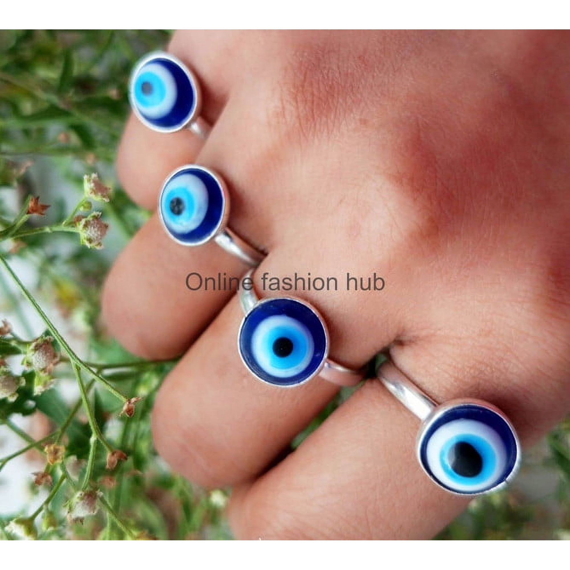 Evil Eye Gemstone 925 Sterling Silver Plated Handmade Ring 50 pcs