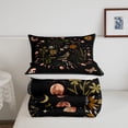 thumbnail image 4 of Gothic Nature Comforter Set for Kids Room Decor Butterfly Moth Flower Mushroom Rustic Garden Bedding Comforter Queen Size Star Moon Sun Boho Style Soft Polyester Quilt Set, 4 of 6