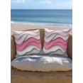 thumbnail image 5 of Outdoor Pillows Waterproof, Pink Grey Ombre Bedding Throw Pillows with Insert for Couch Sofa Bed, Modern Abstract Moire Art Geometric 16x16 Inch Pillowcases Decorative Camping Patio Pillow Set of 2, 5 of 8