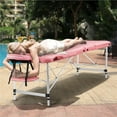thumbnail image 3 of Topeakmart 3-Fold Adjustable Foldable Aluminum Massage Bed with Backrest/Headrest, Pink, 3 of 14