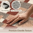 thumbnail image 6 of ODIKA 4'x6' Washable Area Rug Stain Resistant, Low Pile, Easy Care Bathroom Arrangement Vintage Faded Grid Interlocking Top Stairs for Dorm Room, Small Living, 6 of 7