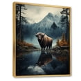 thumbnail image 2 of Designart "Brown Teal Moose Twilight Euphony" Animals Floater Framed Wall Art Print, 2 of 7