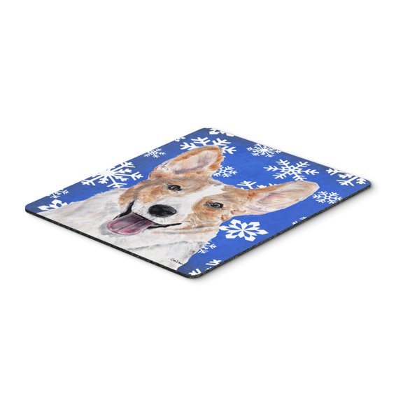 "Cardigan Corgi Winter Snowflakes Mouse Pad Hot Pad or Trivet"