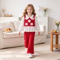 thumbnail image 2 of yboeqw Girl's Clothing 3T 4T 5T 6T 7T Fall Outfit 2 Piece Long Sleeve Ruffle Shirt Cute Ribbed Knit Pant Sets,Size 5-6 Years, 2 of 9