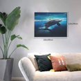 thumbnail image 2 of Gukieu Ice Blue Ocean Cute Dolphin Print Horizontal Canvas Decorative Painting 12x16 Inch Shrinkage Resistant Frame Hanging Home Wall Art Decor, 2 of 6