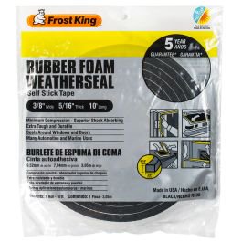 

3PC Frost King Frost King R538 3/8 Inch By 5/16 Inch By 10 Foot Black Rubber Foam With Self Stick Tape