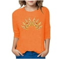 thumbnail image 6 of WRKEKC Girls Long Sleeve T-Shirts, Long Sleeve Shirts for Boys, 3-12 Years Boys' and Girls' Orange Festival Casual Print 3/4 Sleeve Round Neck Top, 6 of 6