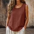 thumbnail image 2 of Sahpxhe Women's Cotton Linen Tank Tops Summer Crew Neck Sleeveless Undershirts Casual Loose Lightweight Blouse Shirt Wine XXL, 2 of 6