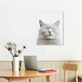thumbnail image 2 of Nawypu  Sylvie Smiling Cat Framed Canvas Wall Art ,  Gray, Adorable Wall Decor, 2 of 4