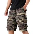 thumbnail image 2 of OIOLOYJM Mens Camo Cargo Shorts Drawstring Waist Relaxed Fit Casual Outdoor Workout Joggers Classic Hiking Sweat Shorts with Pockets Black L, 2 of 5