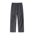 thumbnail image 2 of Aimik Men's Textured Straight Pants Pleated Loose Fit Drawstring Trousers Lightweight Soft Streetwear Bottoms for Daily Commute, 2 of 6