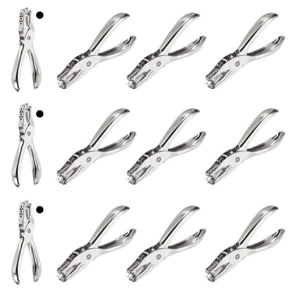 Uxcell 1/8" Single Hole Punch, 12 Pack Handheld Hole Puncher Metal Paper Puncher for Tag DIY Craft Scrapbook Ticket, Silver