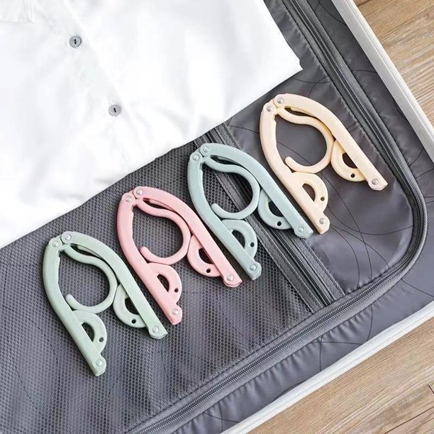 4 piezas Perchas de viaje para exteriores Perchas de ropa plegables portátiles para maletas Tendedero mágico telescópico Cruceros y caminatas de campamento