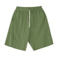 thumbnail image 3 of Dagugfen Mens Shorts Summer Drawstring Elastic Waist Ruched Solid Color Casual Athletic Shorts with Pockets, 3 of 4