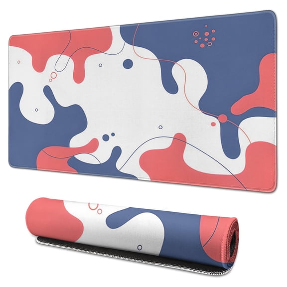 Red and Blue Block Plus Curve Camouflage mouse Padswaterproof,rubber multispandexnon Slip the Camouflage SeriesmousepadDesk Pad for Office Home Game 31.5x15.7inches