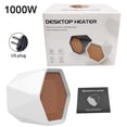 thumbnail image 1 of Calentador de espacio Mini ventilador de calefacción de cerámica eléctrico portátil hexagonal para oficina en casa, 1000 W, blanco, enchufe de EE. UU. Noticed HA000124-10B, 1 of 6