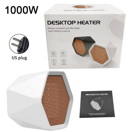 

WREA Space Heater Mini Hexagon Portable Electric Ceramic Heating Fan for Home Office 1000W White US Plug