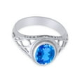 thumbnail image 3 of AFFY Celtic Lady's Simulated Blue Topaz Ring In 14K White Gold Plated 925 Sterling Silver Jewelry for Ladies, Ring Size 9, 3 of 4