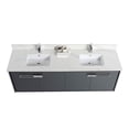 thumbnail image 3 of Fine Fixtures Oakville 72 in. W x 20 in. D x 33 in. H Wall Mounted Bathroom Vanity in Onix Grey with White Ceramic Sink - Chrome hardware, 3 of 8