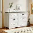 thumbnail image 6 of Aiho Modern 6-Drawer Dresser, Wooden Chest with Cut-Out Handles, Wide Double White Drawers for Bedroom, Living Room, Entryway, 15.7" D x 47.3" W x 31.5" H, 6 of 9