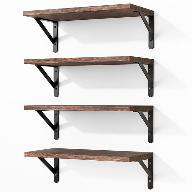 Set de 4 Repisas Flotantes de Madera Fixwal Marrón 42 cm