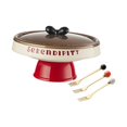 thumbnail image 2 of Frutero con tapa, cuenco con Pedestal, recipiente para platos de postre, cuenco decorativo creativo, cuenco con patas para dulces, verduras, Base Roja con Tenedor, 2 of 9