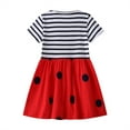 thumbnail image 3 of WIBACKER Summer Little Girl's Casual Short Sleeve Cartoon Appliques Striped Jersey Dresses 4T, 3 of 8