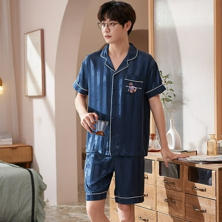 

QWZNDZGR Pajamas For Men and Women Summer Satin Couple Pijama Shorts Lounge Male Home Clothes Suits Silk Sleepwear Couples Pajama Sets