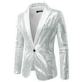 thumbnail image 5 of BLAZER DE LENTEJUELAS INSPIRADOR CHIC PARA HOMBRE, CON SOLAPA PICO, EN COLOR BLOQUE, BRILLANTE Y RELUCIENTE, TAMAÑO XL, PLATA, 5 of 5