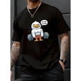 thumbnail image 1 of T-Shirt Col Rond en Coton pour Hommes avec Graphique de Canard Cartoon, Coupe Régulière, Tissu Tricoté, Manches Courtes, Tee-Shirt Décontracté de Week-End avec Légère Élasticité pour l'Été - "Sans Douleur Ni Gain" Imprimé pour Adulte, 1 of 8