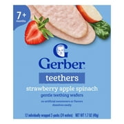 Gerber Baby Food, Teething Wafers, Strawberry Apple Spinach, 1.7 oz, 12 ct
