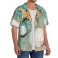 thumbnail image 4 of Honeii 's Starfish And Seashell for men's short-sleeved button-up collared shirt featuring a pocket, perfect for beach vacations, and travel adventures., 4 of 5