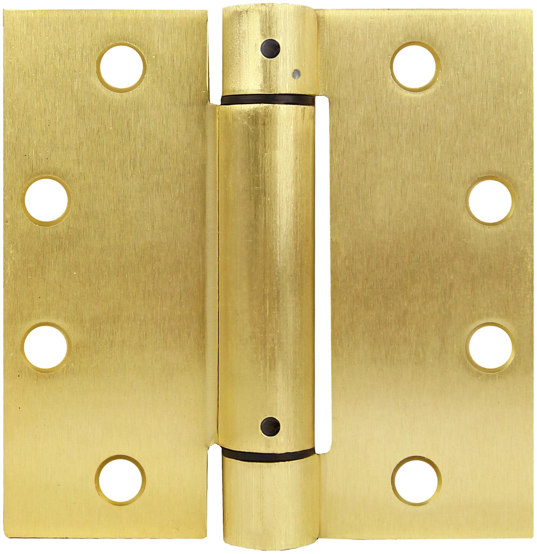 Design House 2-Pack Square 4.5" x 4.5" Self Closing Interior/Exterior Door Hinges, Satin Brass