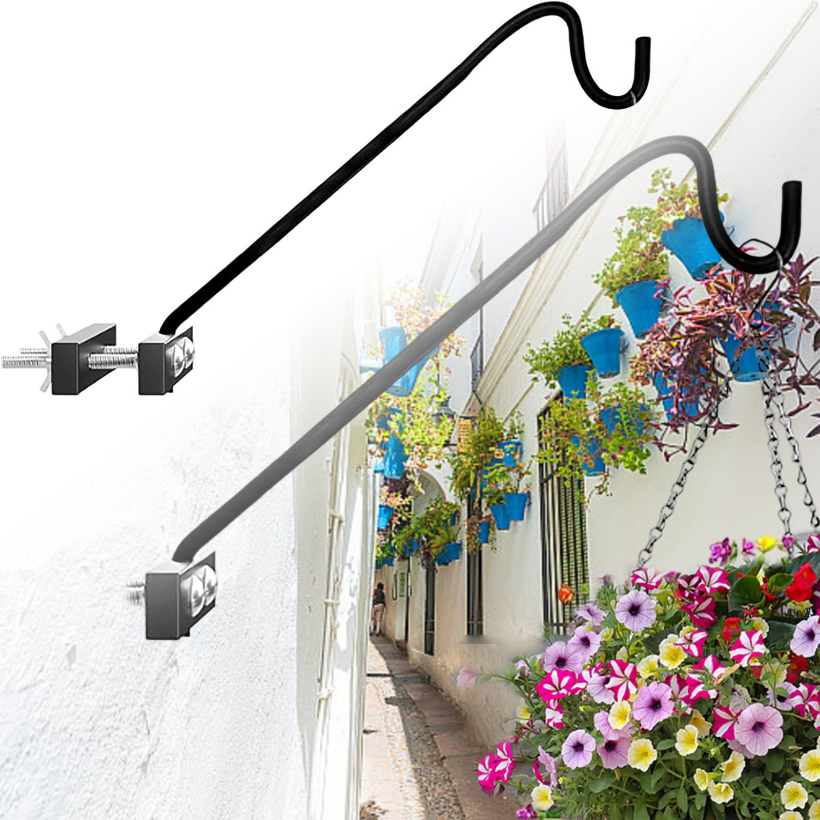 Heavy Duty Adjustable Pole Mount Hook For Outdoor Garden Patio Bird Feeder Hanging Support