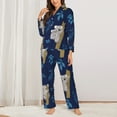 thumbnail image 2 of Pajama Sets for Women 2 Pcs, Blue Leaf Gray Koala Print Button Down Long Sleeve Sleepwear Lounge PJ Sets, 2 of 6