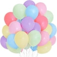thumbnail image 1 of Globos de arcoíris pastel, paquete de 100 globos de 13,2 pulgadas, globos multicolores macarrones, globos de látex de colores surtidos, 1 of 4