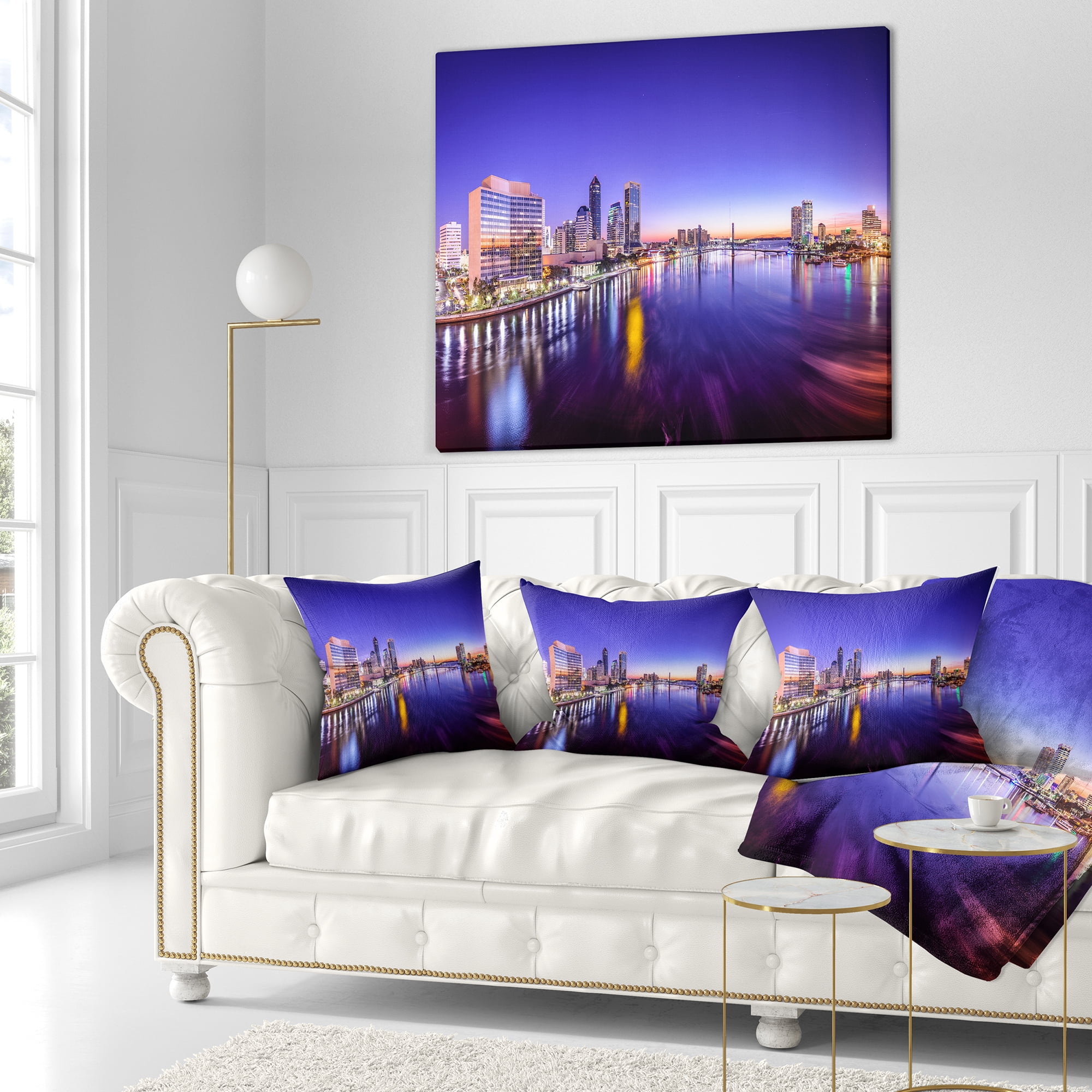 Designart Jacksonville Florida City Cityscape - Photography Throw Pillow - 16x16