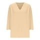 thumbnail image 5 of Camisa gris para mujer,Blusa informal con cuello en V para mujer, manga corta, poliéster suave y cómodo, para uso diario, sopatenor, 5 of 9