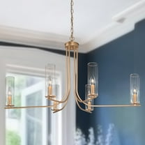 LNC 6-Light Modern Glam Glass Chandelier for Kitchen Island, Gold