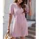thumbnail image 5 of Vestido Orillo Hiloso Cuello En V Puño De Color Puro Correa Con Cordón Vestido Elegante De Una Pieza Para Dama Púrpura XL, 5 of 7