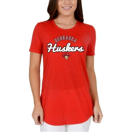 Nebraska Cornhuskers Santa - Women's Scarlet Nebraska Cornhuskers Faux Stitch V-Neck T-Shirt