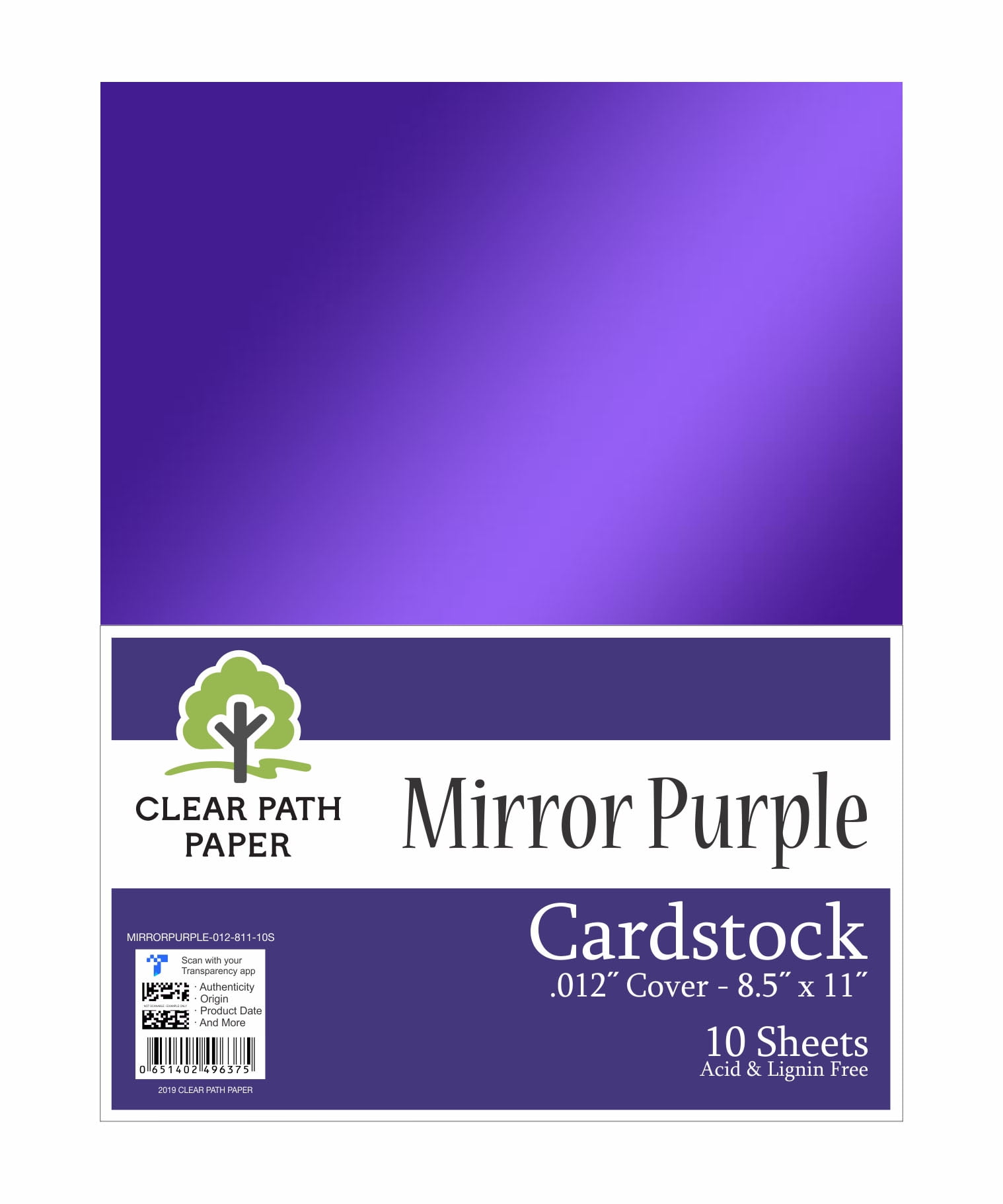 Mirror Purple Cardstock - 12 x 12 inch - .012 Thick - 10 Sheets - Clear  Path Paper