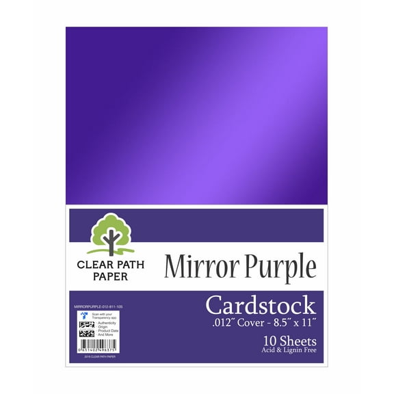 Mirror Purple Cardstock - 8.5 x 11 inch - .012" Thick - 10 Sheets - Clear Path Paper