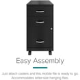 thumbnail image 3 of Space Solutions 18in 3 Drawer Metal Mobile Cabinet Ball Bearing Slide Black, 3 of 13