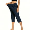 thumbnail image 5 of Fmbrln Capri Jeans for Women Stretchy Waist Solid Cropped Denim Capris with Pockets, 5 of 9