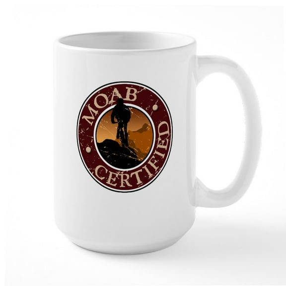 CafePress - Moab Certified Mountain Biker - 15 oz Ceramic Large White Novelty Mug