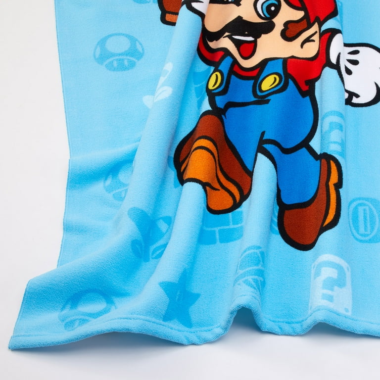 Super Mario Kids Beach Towel Microfiber 27x54 Blue Nintendo Walmart