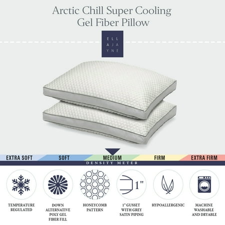 Ella Jayne Arctic Chill Cooling Pillow, Medium Density, for All Sleep Positions, Set of 2 - Standard/Queen
